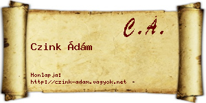 Czink Ádám névjegykártya